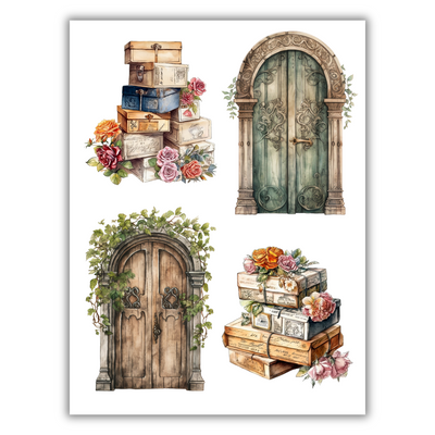 Vintage Doors & Postage Rub-on Transfers - 12x16" Sheets (Club Exclusive)