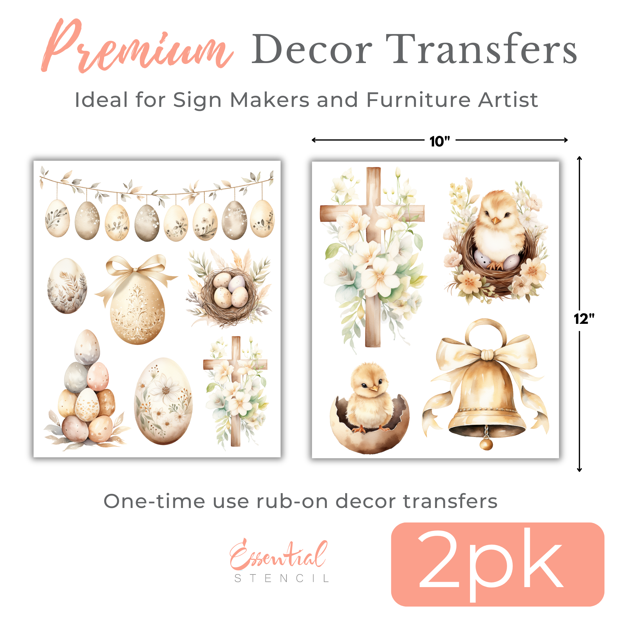 Rustic Easter Rub-on Transfers - 10x12" Sheets (Club Exclusive)