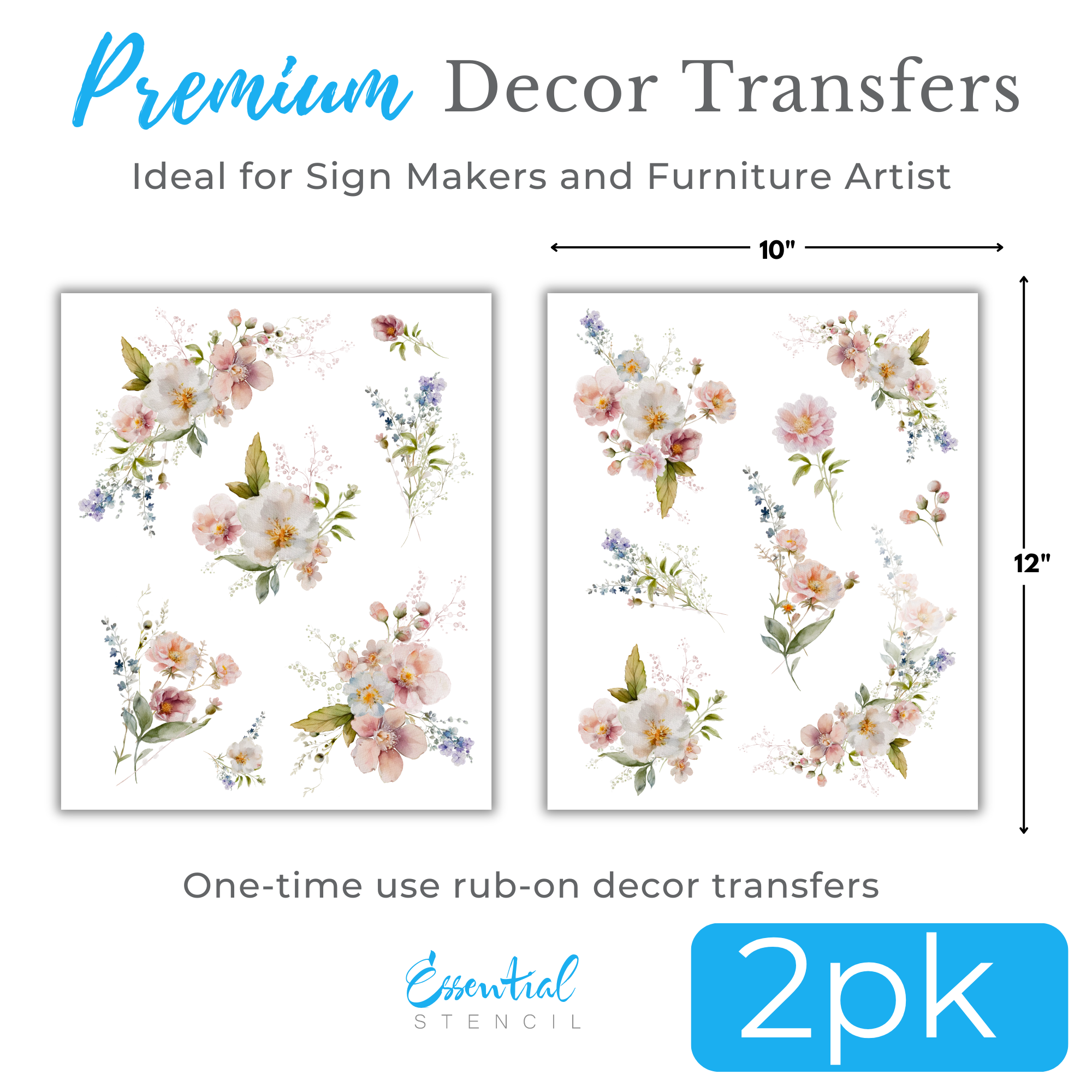 Wild Florals Rub-on Transfers - 10x12" Sheets (Club Exclusive)