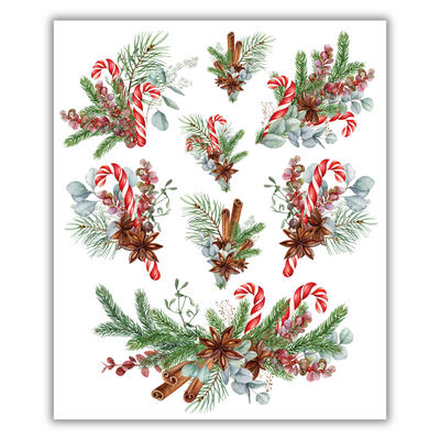Candy Cane Wreath Rub-on Transfers - 10x12" Sheets (Club Exclusive)