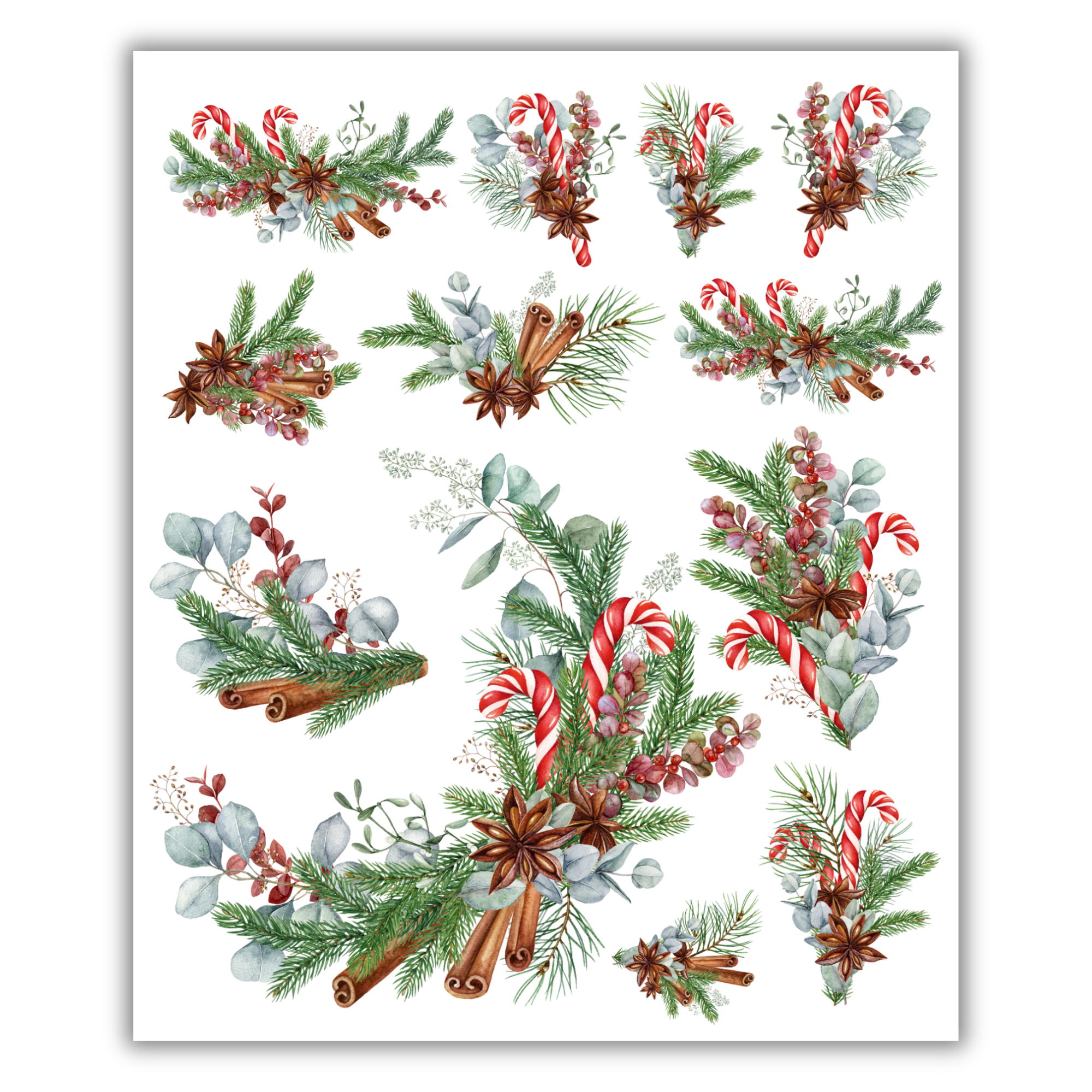 Candy Cane Wreath Rub-on Transfers - 10x12" Sheets (Club Exclusive)
