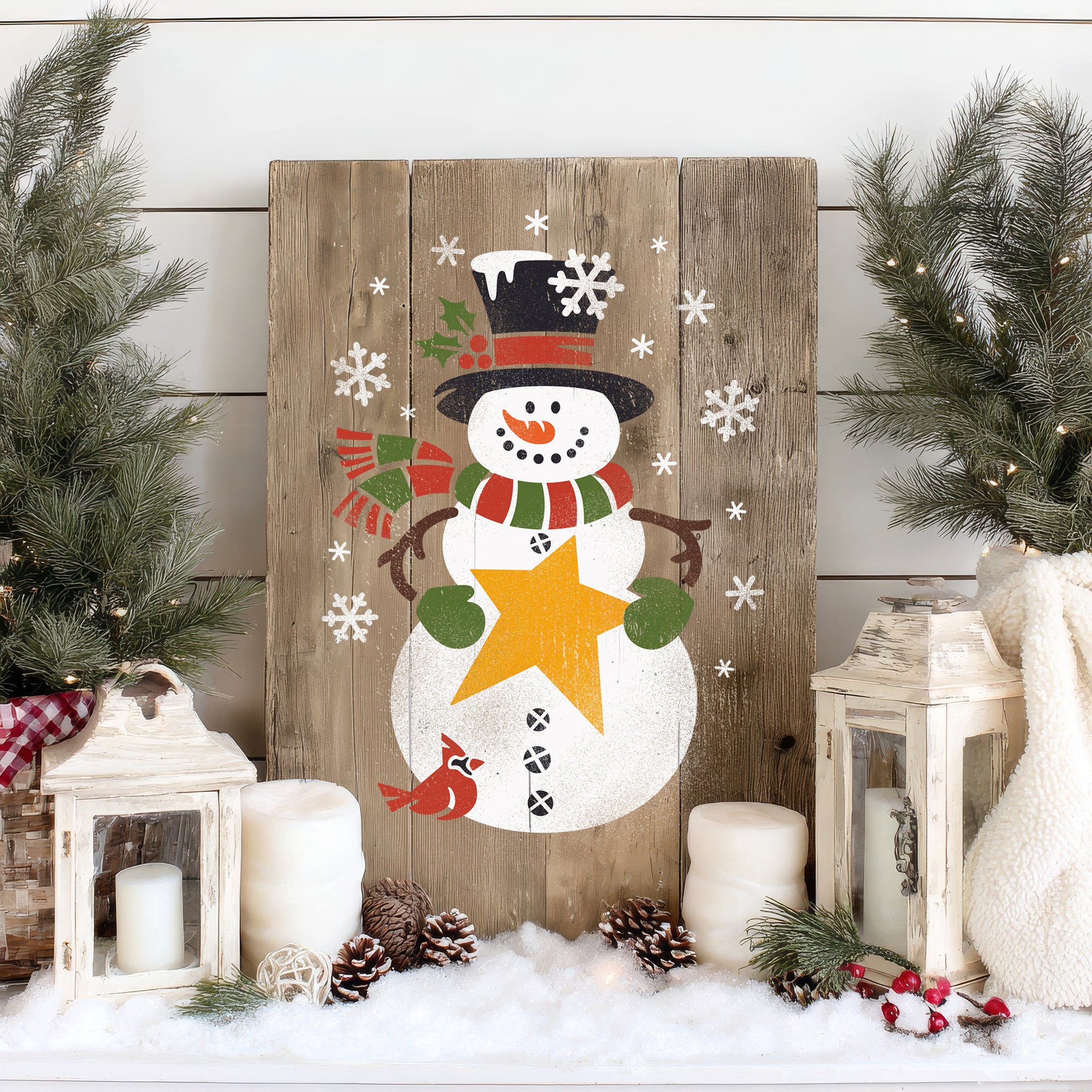 November 2025: Primitive Snowman 12"x16" 3pk
