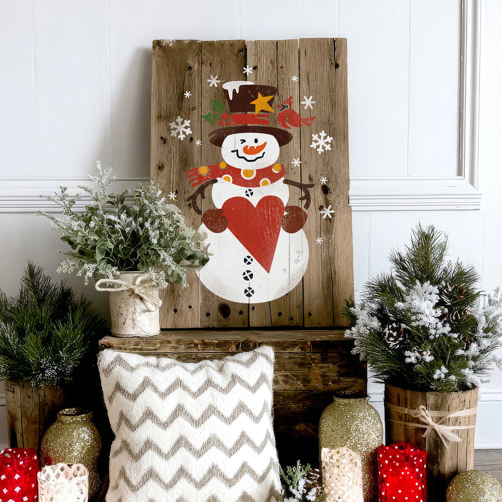 November 2025: Primitive Snowman 12"x16" 3pk
