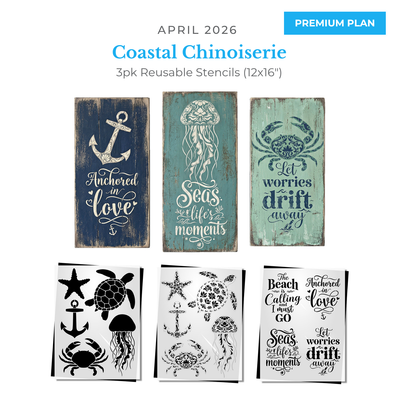 April 2026: Coastal Chinoiserie 12"x16" 3pk