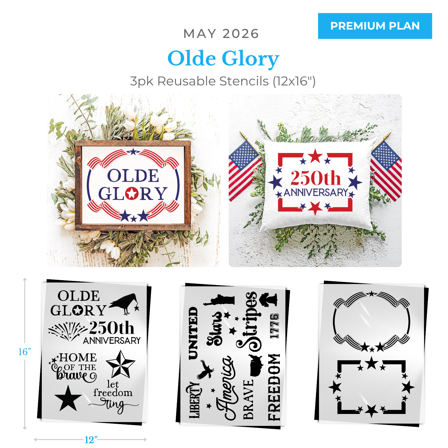 May 2026: Olde Glory 12"x16" 3pk