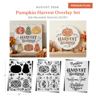 August 2026: Pumpkin Harvest Overlay 12"x16" 3pk