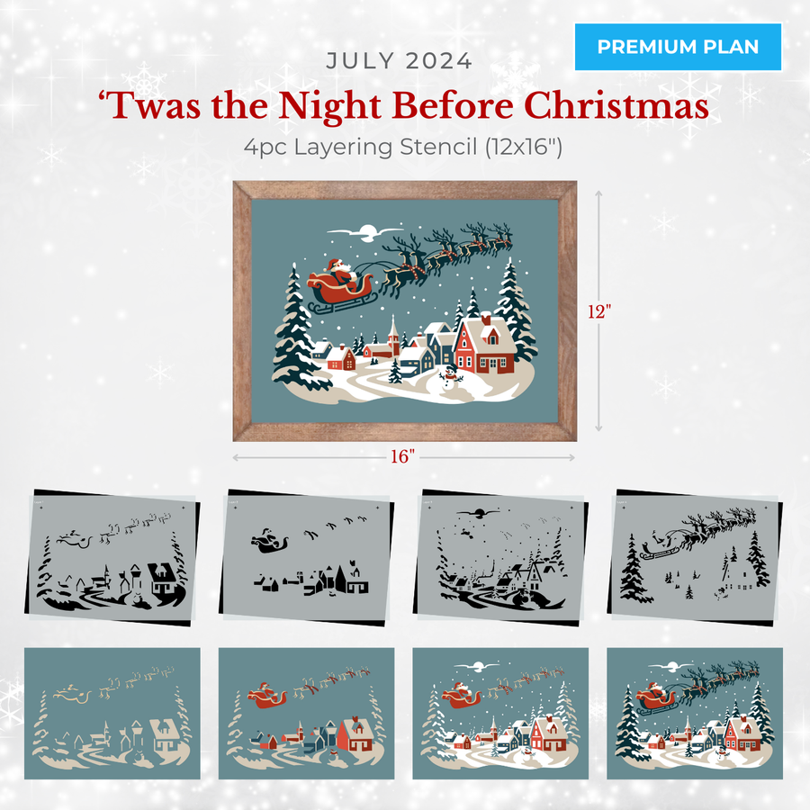 SOTMC - July 2024: 'Twas the Night Before Christmas Layering Stencil, 12"x16" (4pcs)