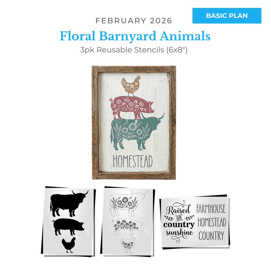 February Basic 2026: Floral Barnyard Animals 6"x8"
