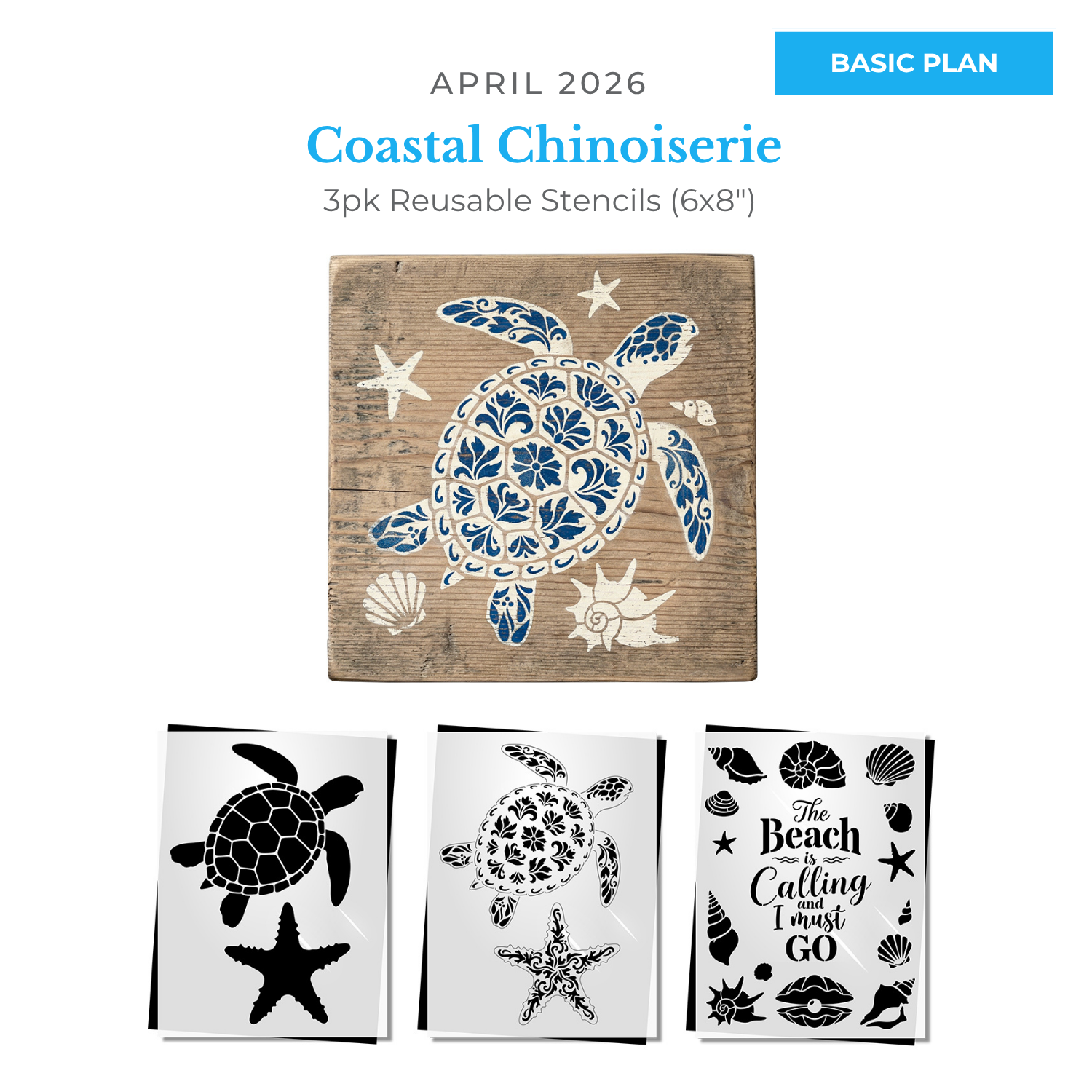 April Basic 2026: Coastal Chinoiserie 6"x8"