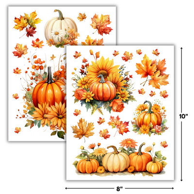 Autumn Pumpkins & Fall Leaves Rub-on Transfers - 8x10" Sheets (Club Exclusive)