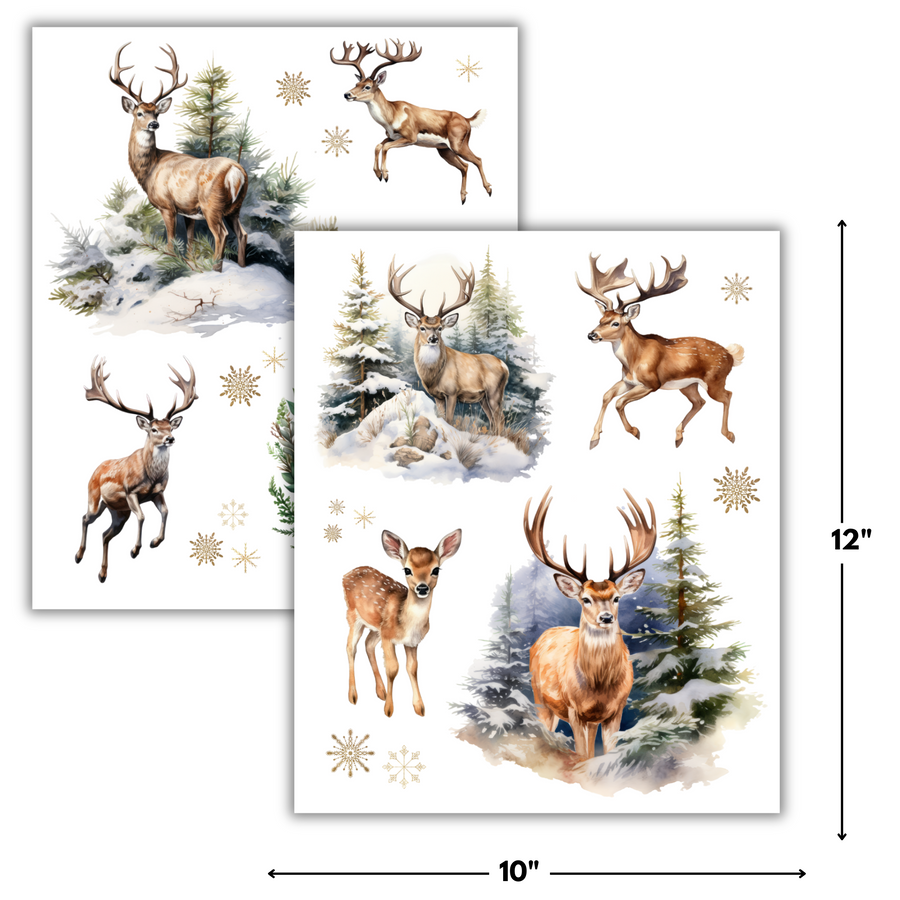 Winter Deer Rub-on Transfers - 10x12" Sheets (Club Exclusive)