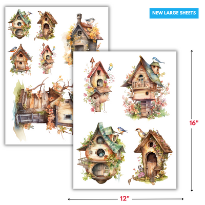 Whimsical Birdhouses Rub-on Transfers - 12x16" Sheets (Club Exclusive)