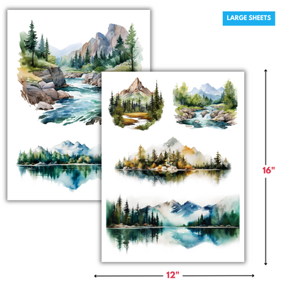 Forest & Mountain Landscape Rub-on Transfers - 12x16" Sheets (Club Exclusive)