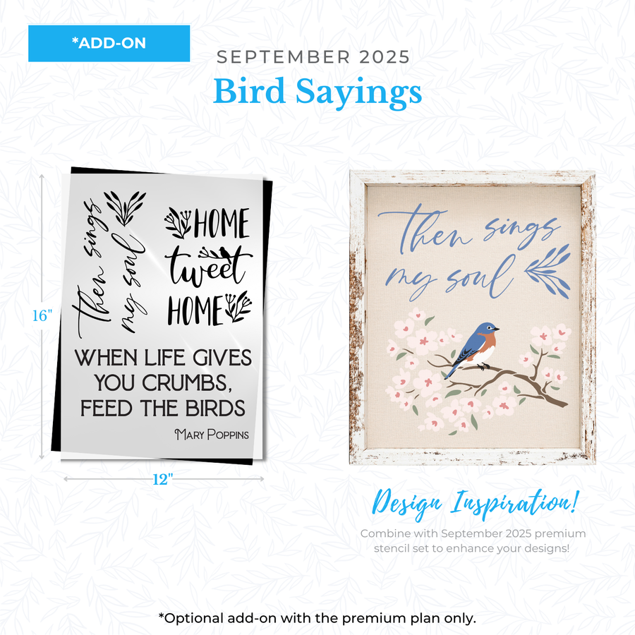 September 2025 Bird Sayings Add on 12x16"