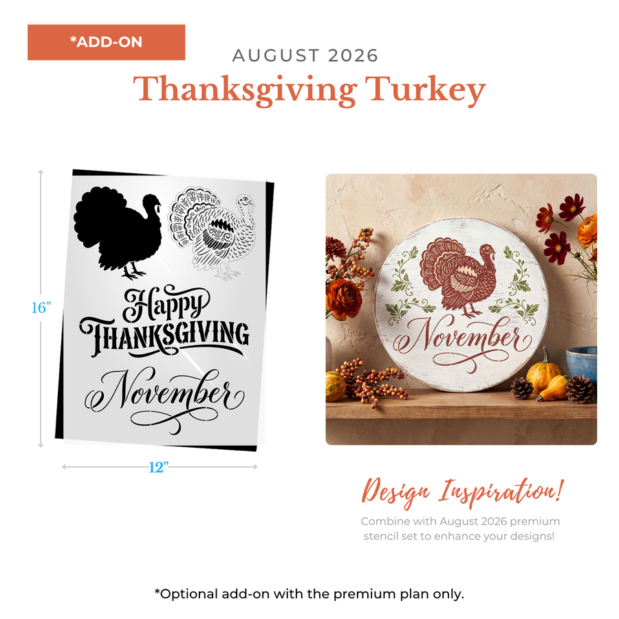 August 2026 Thanksgiving Turkey - Add on 12x16"
