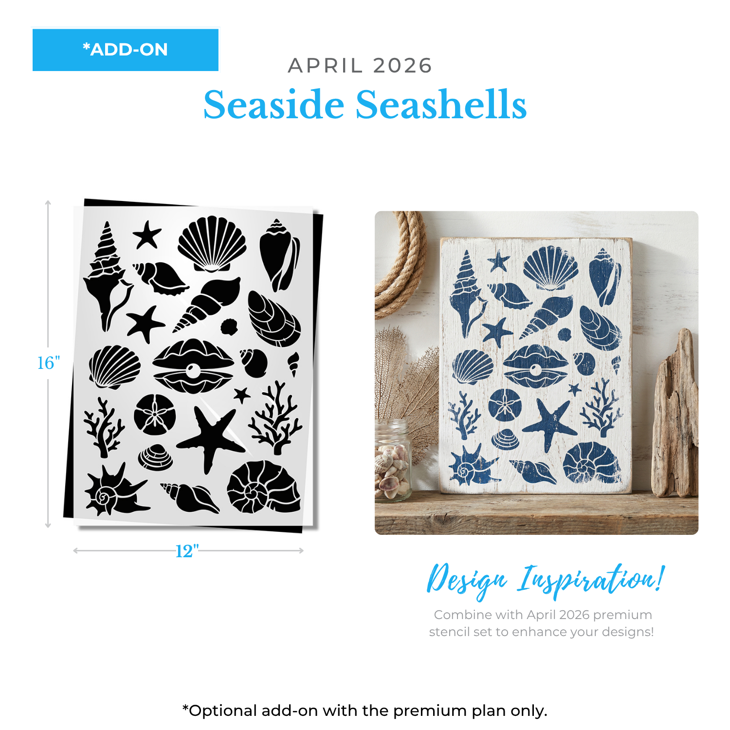 April 2026 Seaside Seashells Add on 12x16"