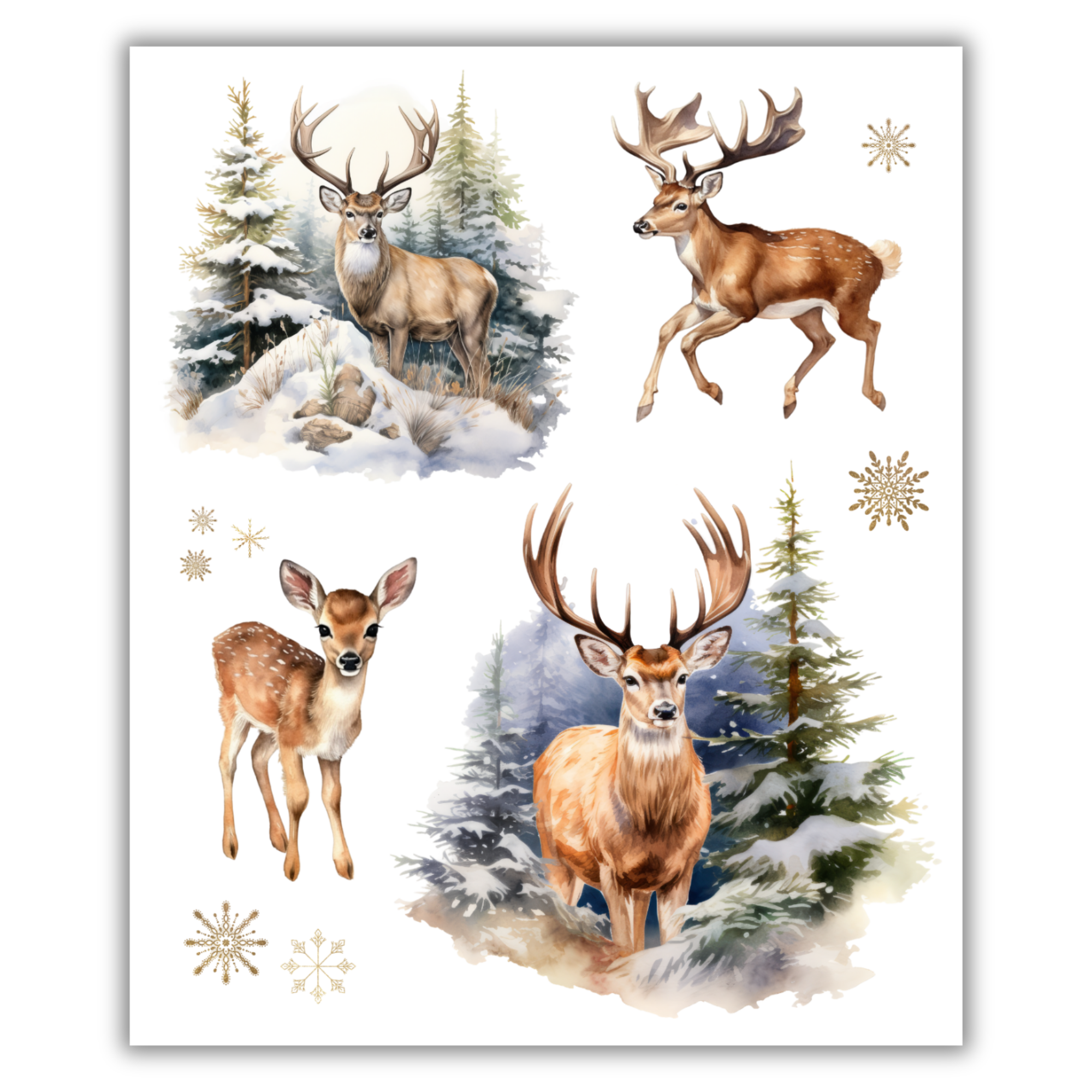 Winter Deer Rub-on Transfers - 10x12" Sheets (Club Exclusive)