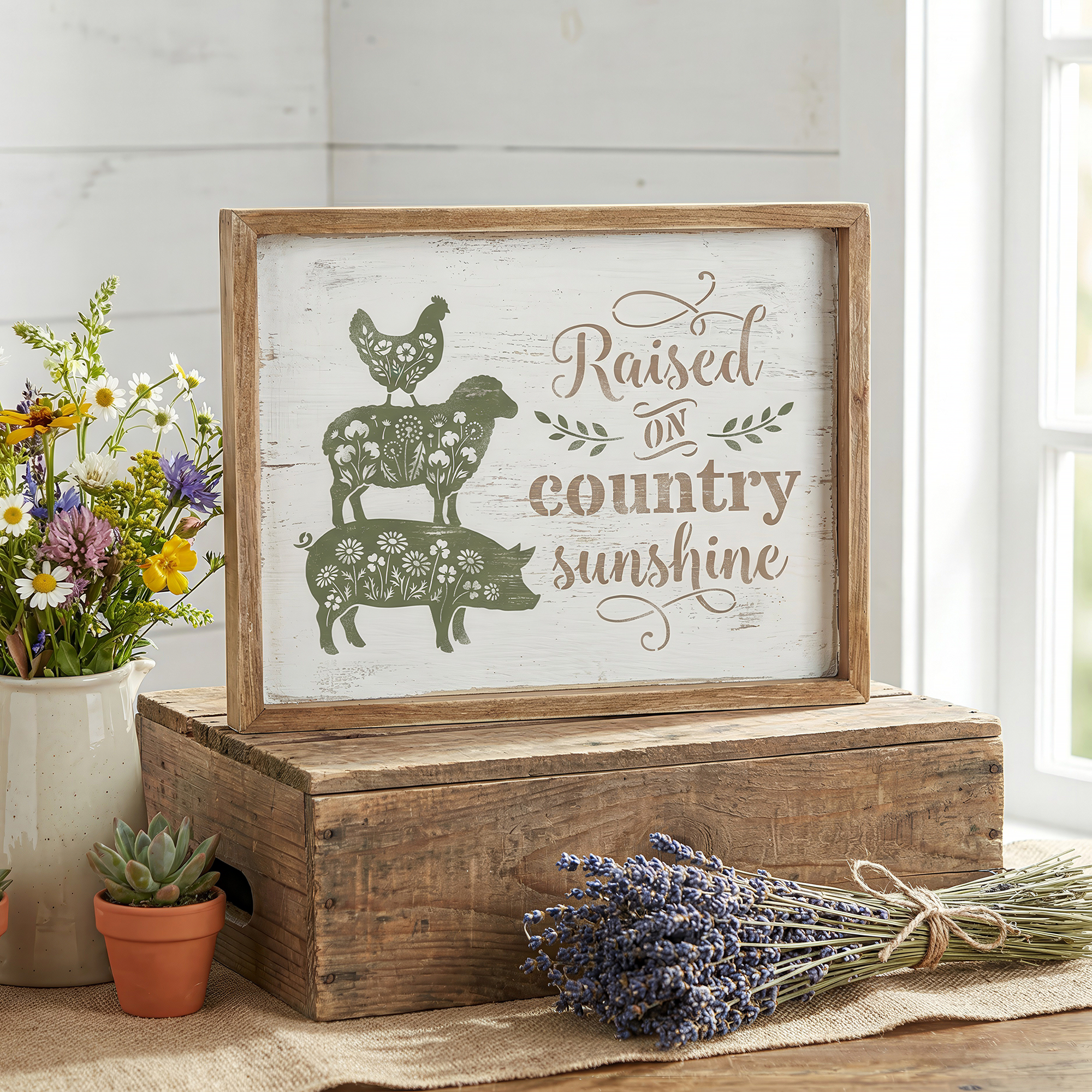 February 2026: Floral Barnyard Animals 12"x16" 3pk