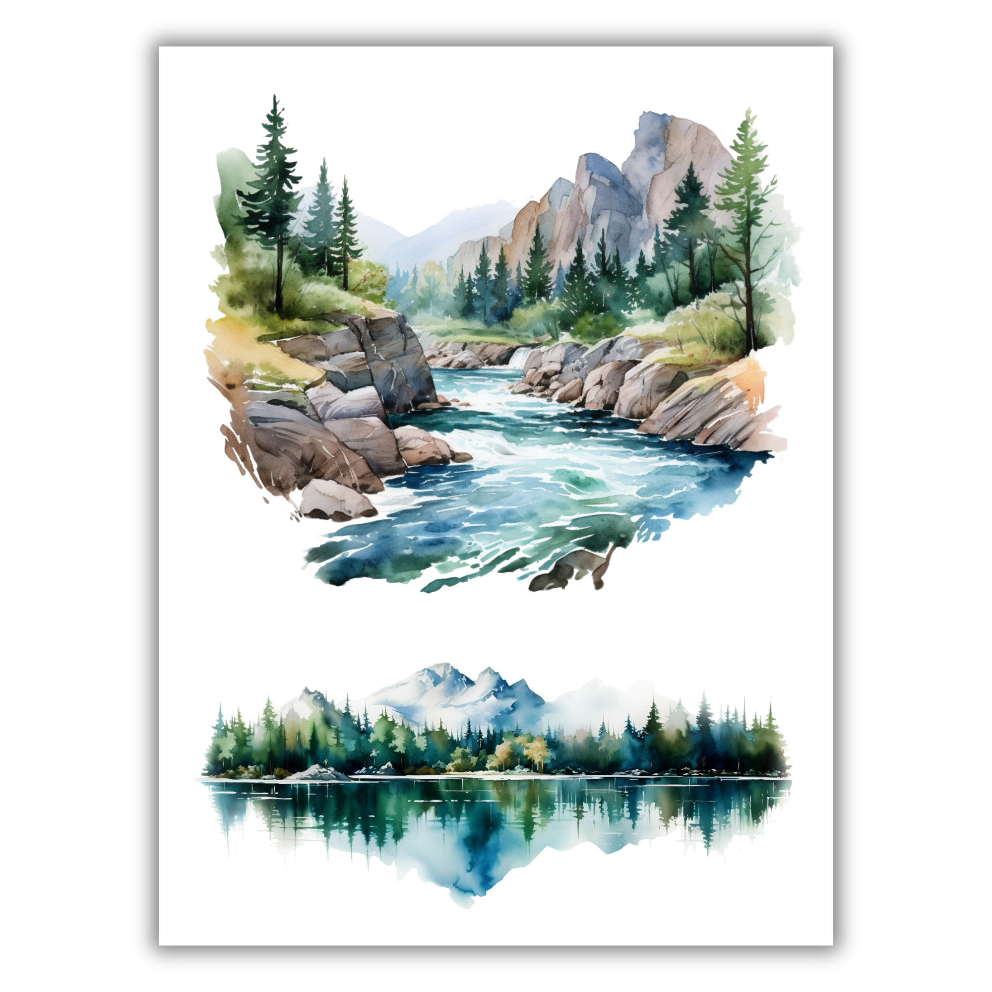 Forest & Mountain Landscape Rub-on Transfers - 12x16" Sheets (Club Exclusive)