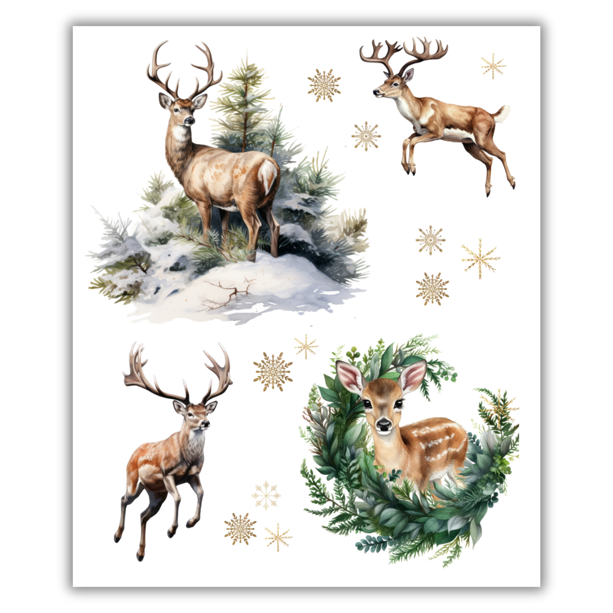 Winter Deer Rub-on Transfers - 10x12" Sheets (Club Exclusive)