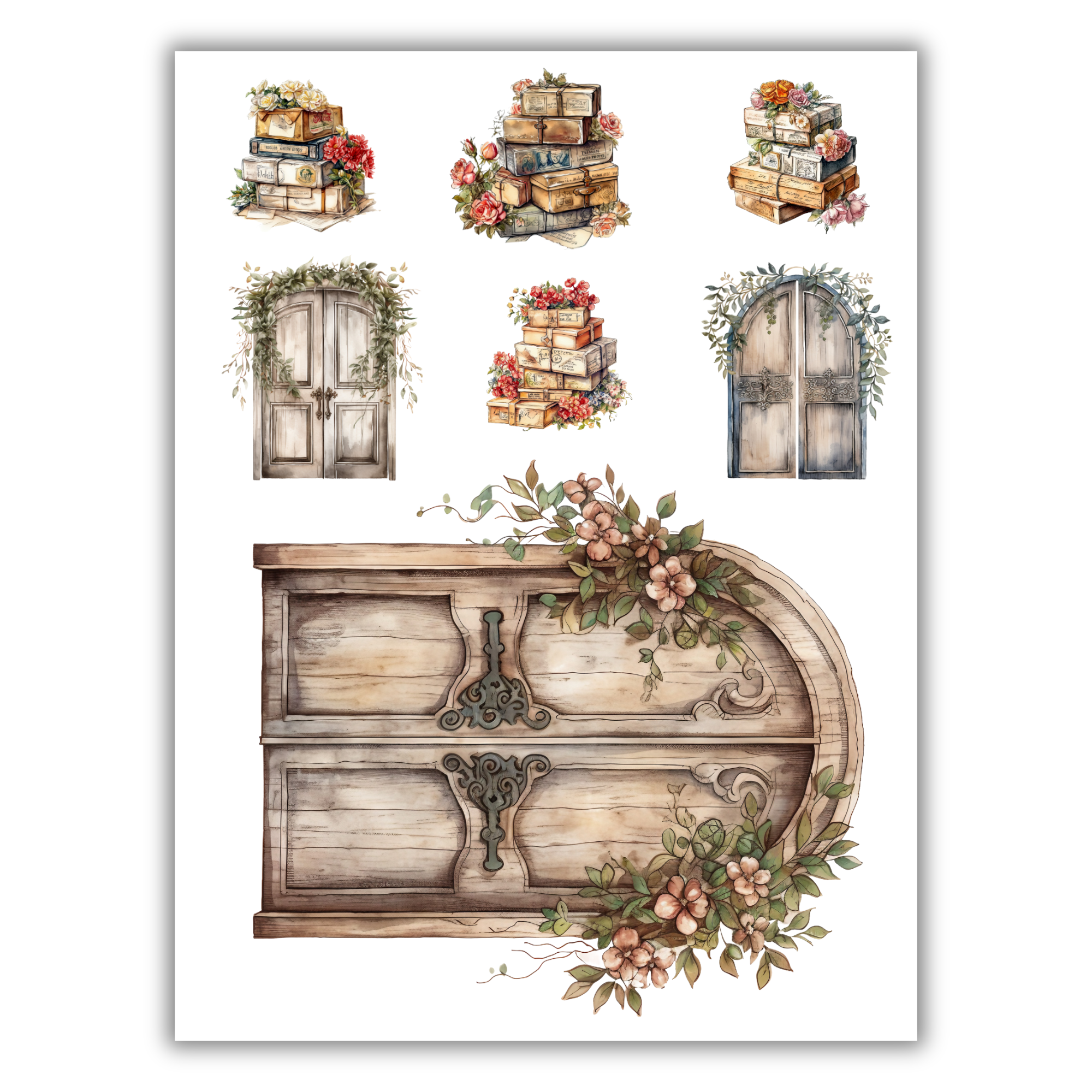 Vintage Doors & Postage Rub-on Transfers - 12x16" Sheets (Club Exclusive)