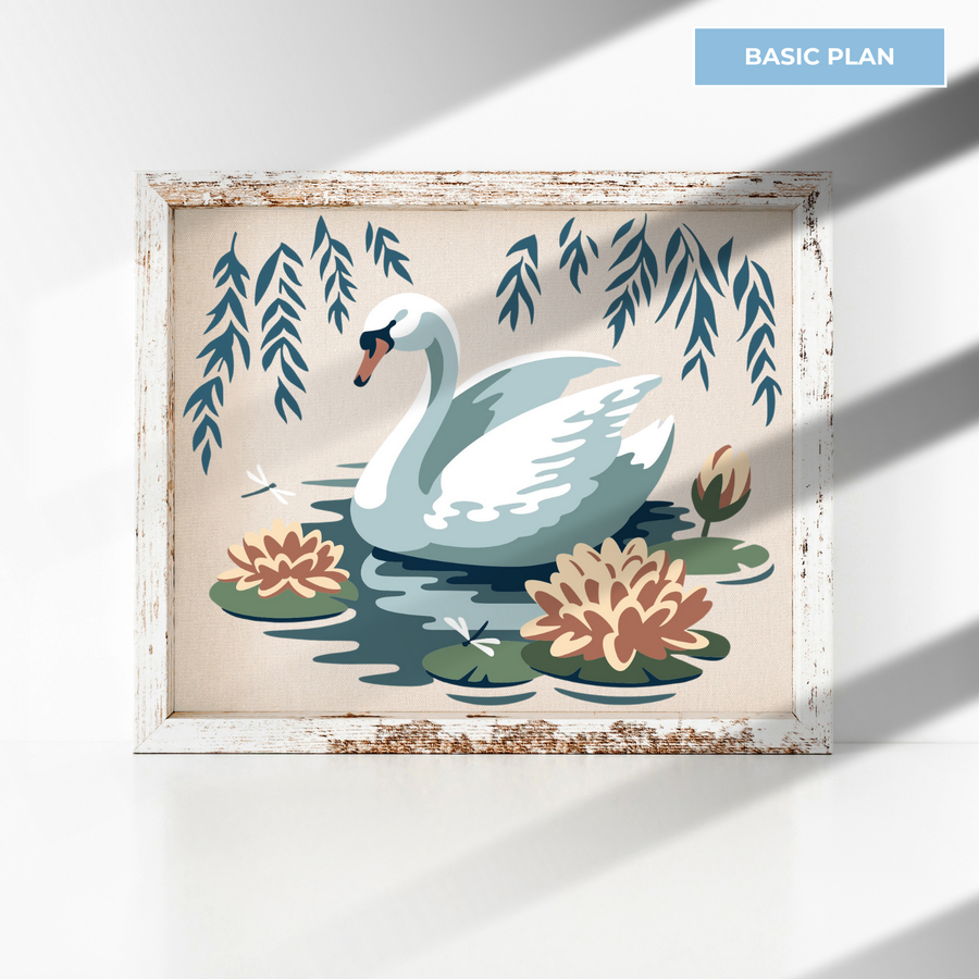 SOTMC - November Basic 2024: Swan Serenity Layering Stencil, 6"x8" (4pc)