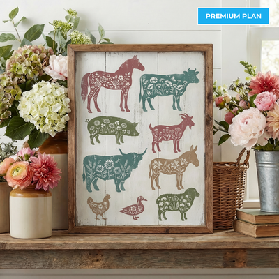 February 2026: Floral Barnyard Animals 12"x16" 3pk