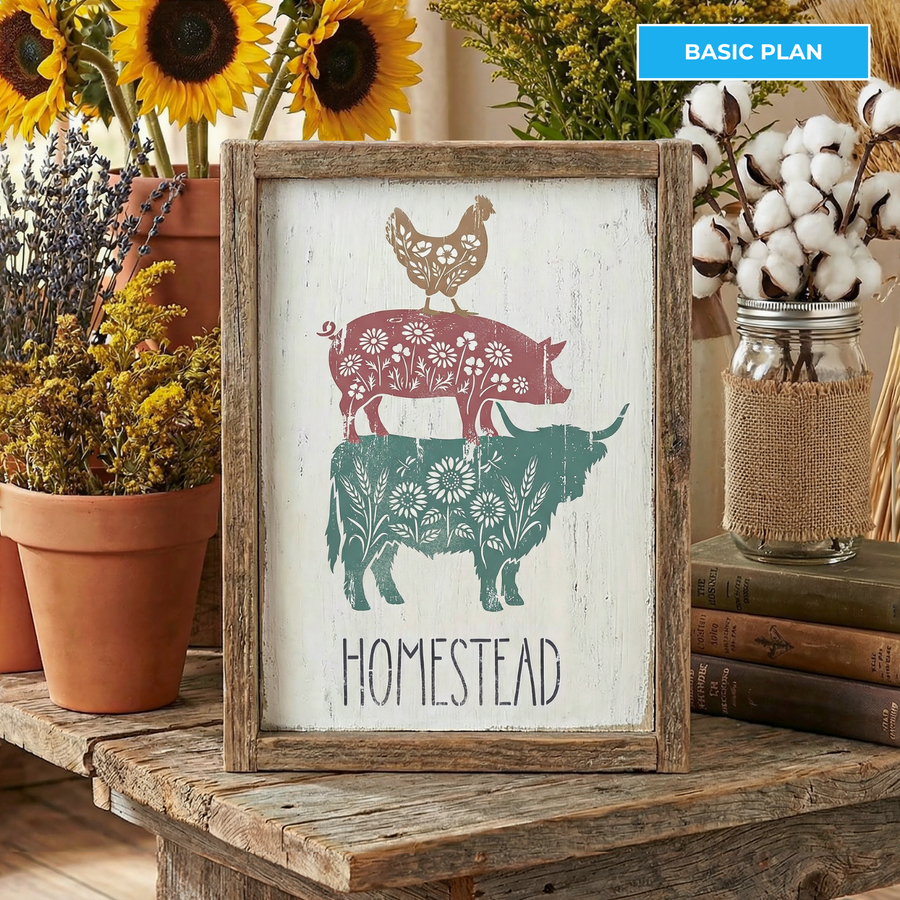 February Basic 2026: Floral Barnyard Animals 6"x8"