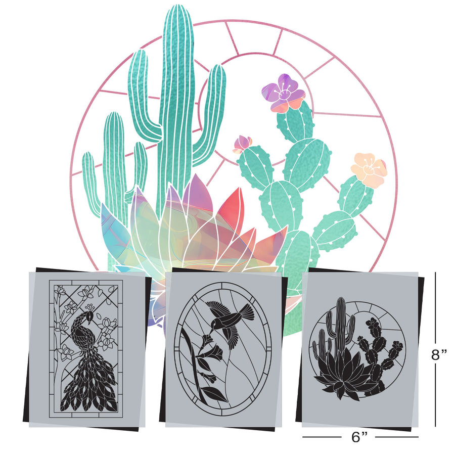 SOTMC - May Basic 2024: Stained Glass Inspired Stencil Set, 6"x8" (3 pack)