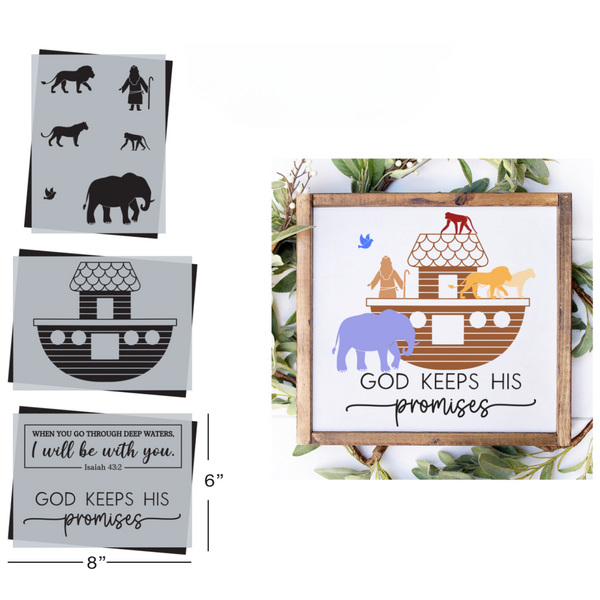 SOTMC - March Basic 2023: Noah's Ark Stencil Set, 6