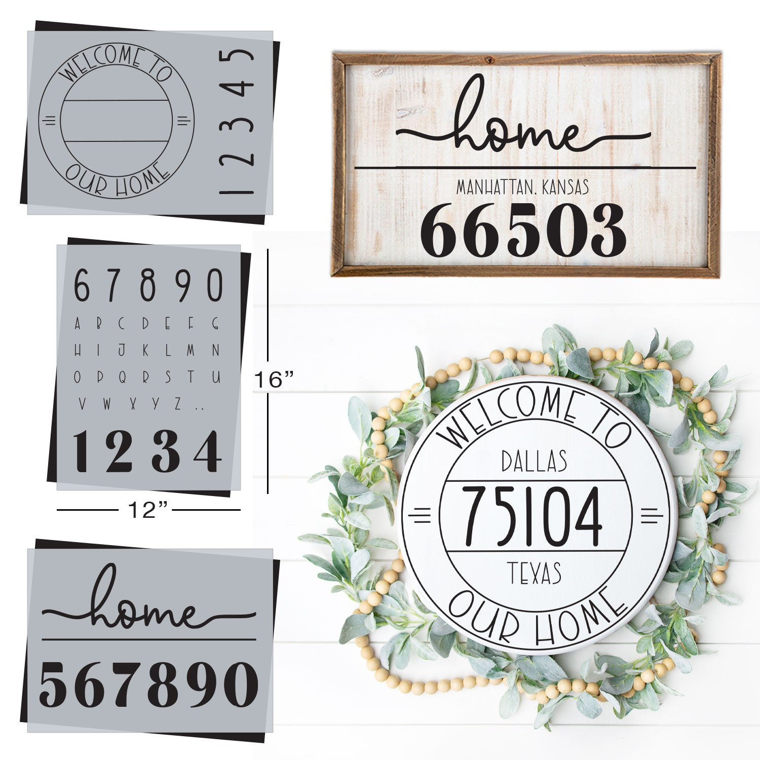 SOTMC - December 2022: Zip Code Sign Stencil Set, 12"x16" (3 pack)