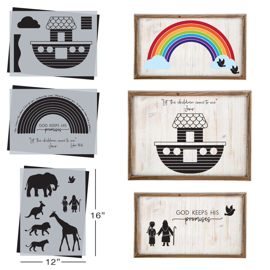 SOTMC - March 2023: Noah's Ark Stencil Set, 12"x16" (3 pack) - Collaboration
