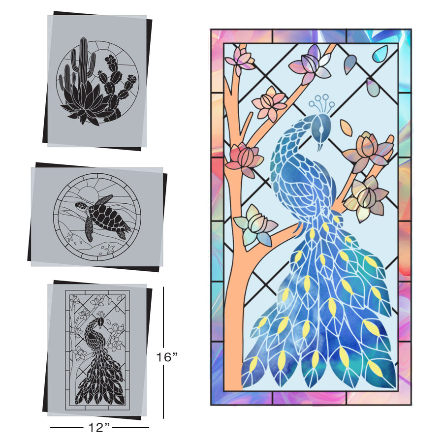 SOTMC - May 2024: Stained Glass Inspired Stencil Set, 12"x16" (3 pack)