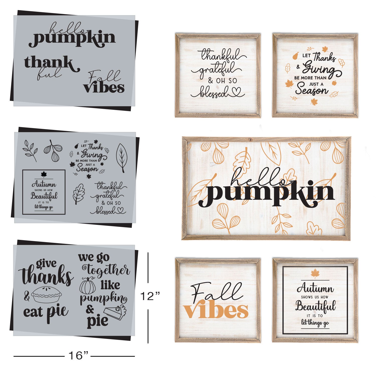 SOTMC - August 2023: Hello Pumpkin Autumn Stencil Set, 12"x16" (3 pack)