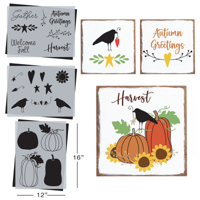 SOTMC - August 2024: Primitive inspired fall stencil set, 12"x16" (3 pack)