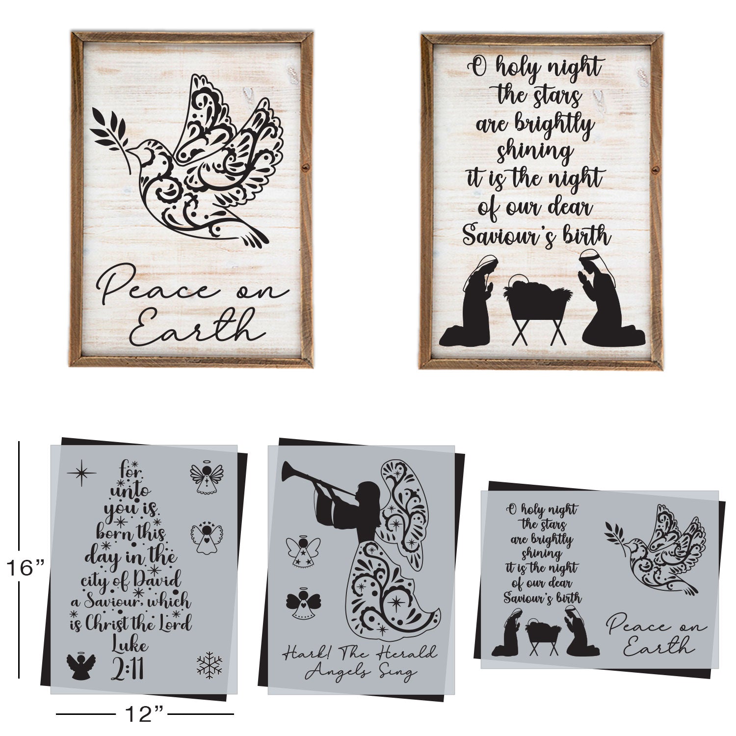 SOTMC - October 2023: Angels & Nativity Stencil Set, 12"x16" (3 pack)