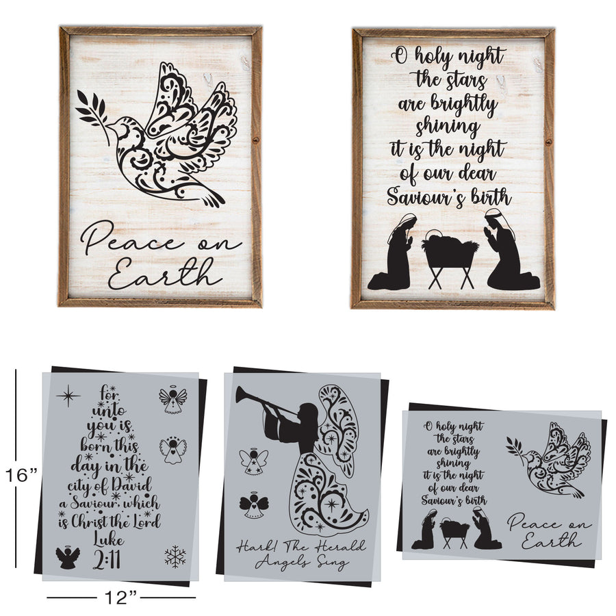 SOTMC - October 2023: Angels & Nativity Stencil Set, 12"x16" (3 pack)