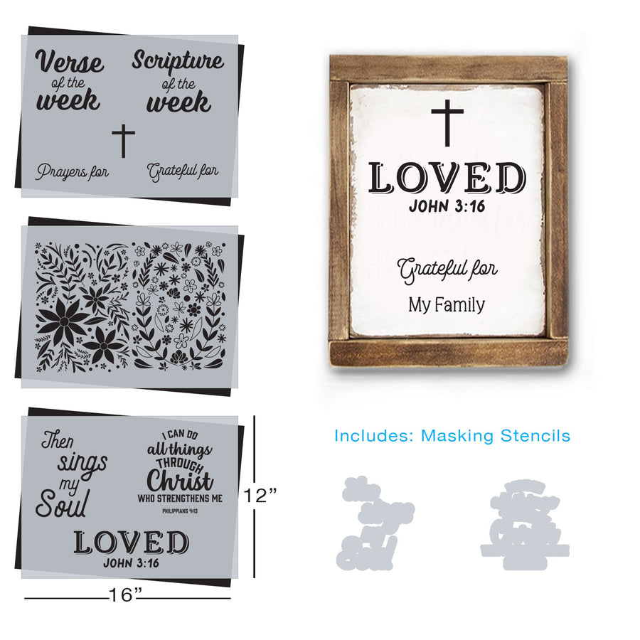SOTMC - April 2024: Bible Verse Stencil Set, 12"x16" (3 pack)