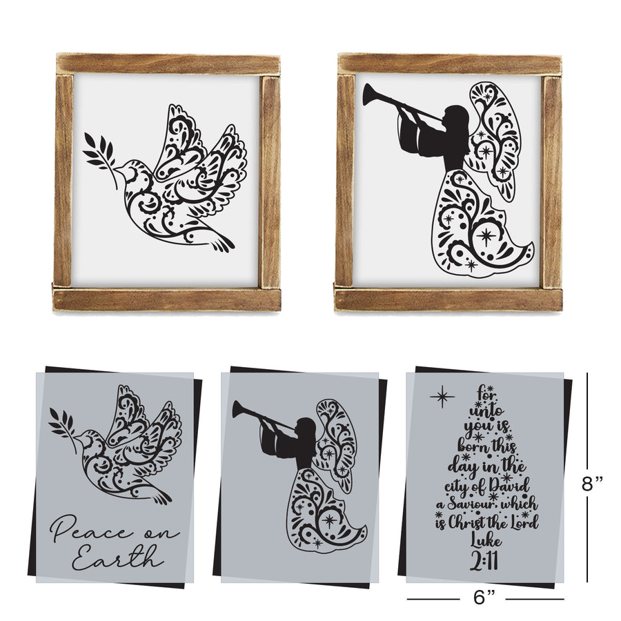 SOTMC - October Basic 2023: Angels & Dove Stencil Set,6"x8" (3 pack)