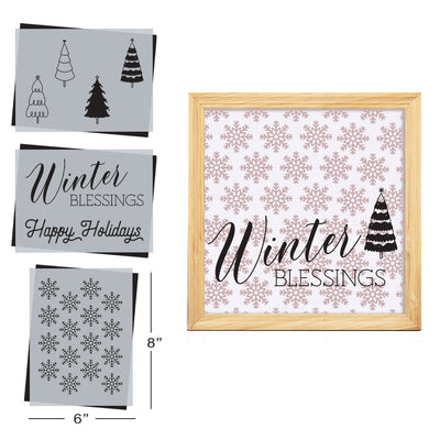 SOTMC - July Basic 2023: Winter Blessings Stencil Set, 6"x8" (3 pack)