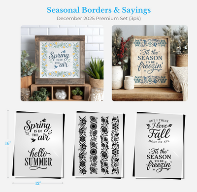December 2025: Seasonal Borders & Sayings 12"x16" 3pk