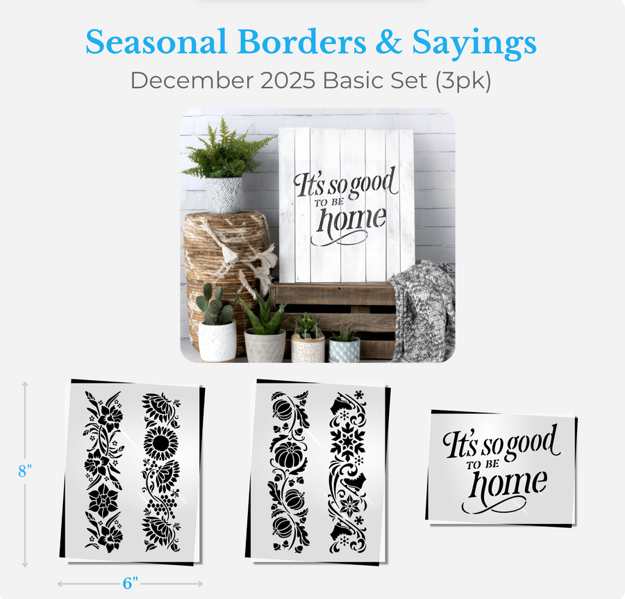 December Basic 2025: Seasonal Borders & Sayings 6"x8"