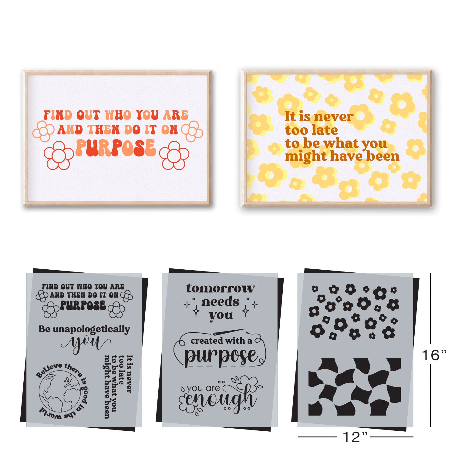 SOTMC - June 2023: Positive Affirmations Stencil Set, 12"x16" (3 pack)