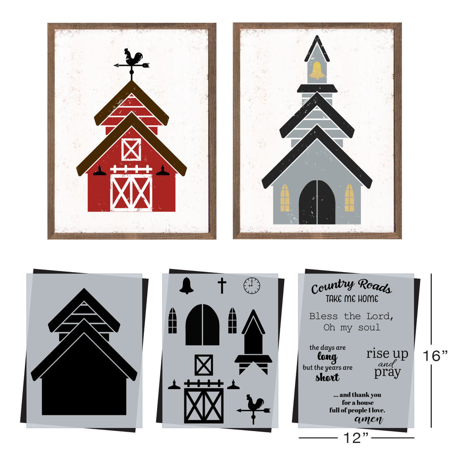SOTMC - December 2021: Build a Barn or Church Stencil Set