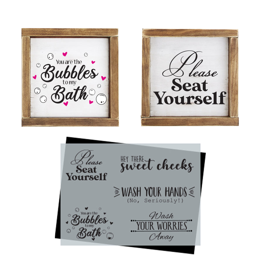 Bathroom Phrases Stencil (Club Exclusive)