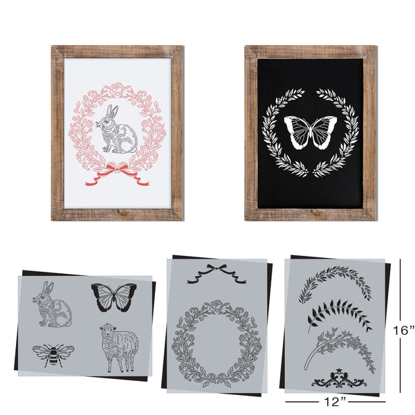 SOTMC March 2022 Vintage Animal & Laurel Wreaths Stencil Set (Colla
