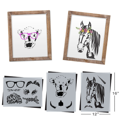 SOTMC - April 2020: Cow and Horse Head with Accessories Stencil Set by Melissa Miller