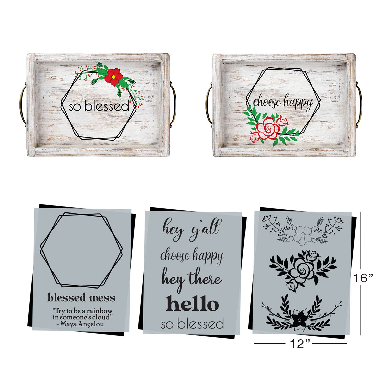 SOTMC - December 2020: Hexagon Wreath with Choose Happy Stencil Set by Grace Kurtz
