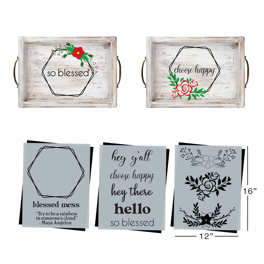 SOTMC - December 2020: Hexagon Wreath with Choose Happy Stencil Set by Grace Kurtz