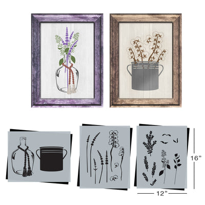 SOTMC - May 2020: Decor Vase, bucket, lavender and cotton stems Stencil Set by Sarah Brackenridge